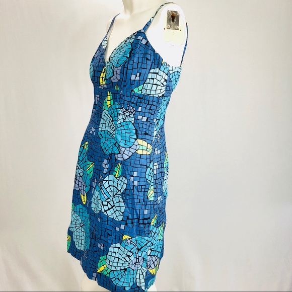 Lilly Pulitzer mosaic floral blue sundress 10 - Picture 7 of 8